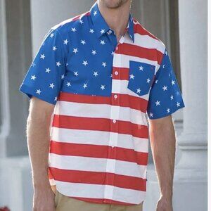 NEW Tipsy Elves American Flag Shirt Men’s Size Large USA Button Down Patriotic